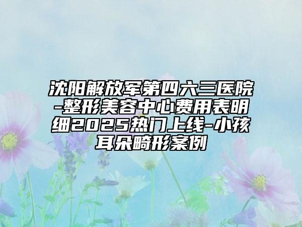 沈陽(yáng)解放軍第四六三醫(yī)院-整形美容中心費(fèi)用表明細(xì)2025熱門(mén)上線-小孩耳朵畸形案例