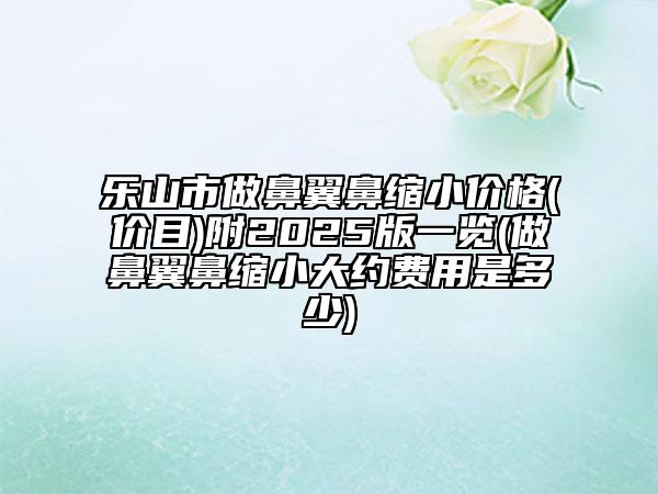 樂山市做鼻翼鼻縮小價格(價目)附2025版一覽(做鼻翼鼻縮小大約費(fèi)用是多少)
