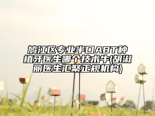 鳩江區(qū)專業(yè)半口ABT種植牙醫(yī)生哪個技術(shù)牛(胡淑麗醫(yī)生匯聚正規(guī)機構(gòu))