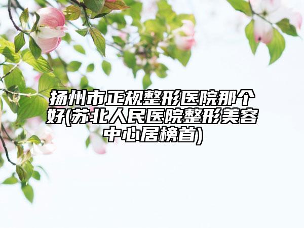 揚州市正規(guī)整形醫(yī)院那個好(蘇北人民醫(yī)院整形美容中心居榜首)