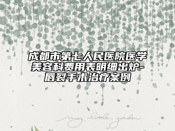 成都市第七人民醫(yī)院醫(yī)學(xué)美容科費用表明細出爐-唇裂手術(shù)治療案例