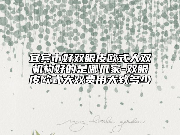 宜賓市好雙眼皮歐式大雙機(jī)構(gòu)好的是哪幾家-雙眼皮歐式大雙費(fèi)用大致多少