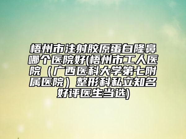 梧州市注射膠原蛋白隆鼻哪個醫(yī)院好(梧州市工人醫(yī)院（廣西醫(yī)科大學(xué)第七附屬醫(yī)院）整形科私立知名好評醫(yī)生當(dāng)選)
