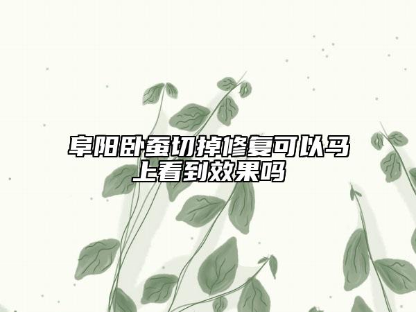 阜陽臥蠶切掉修復可以馬上看到效果嗎