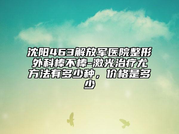 沈陽463解放軍醫(yī)院整形外科棒不棒-激光治療尤方法有多少種，價(jià)格是多少