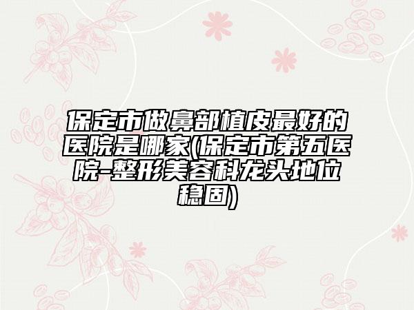 保定市做鼻部植皮最好的醫(yī)院是哪家(保定市第五醫(yī)院-整形美容科龍頭地位穩(wěn)固)