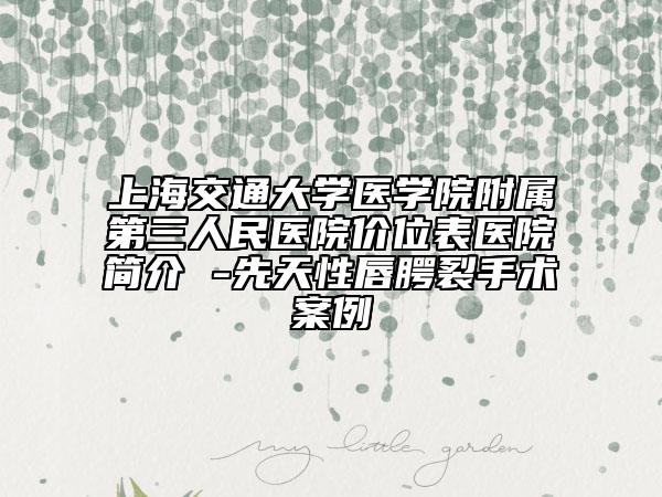 上海交通大學醫(yī)學院附屬第三人民醫(yī)院價位表醫(yī)院簡介 -先天性唇腭裂手術(shù)案例