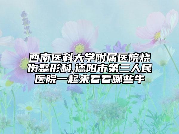 西南醫(yī)科大學附屬醫(yī)院燒傷整形科,德陽市第三人民醫(yī)院一起來看看哪些牛