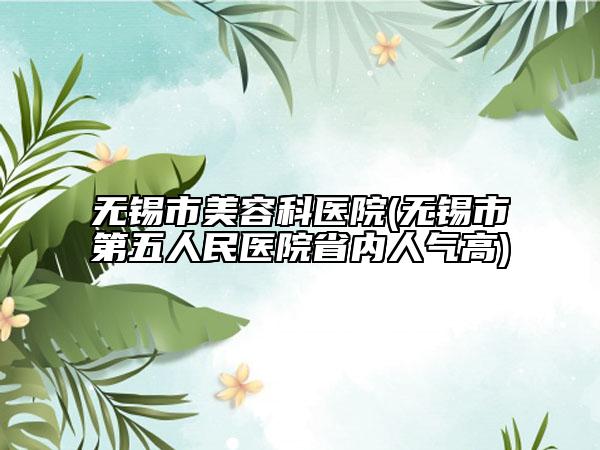 無錫市美容科醫(yī)院(無錫市第五人民醫(yī)院省內人氣高)