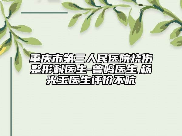 重慶市第三人民醫(yī)院燒傷整形科醫(yī)生-曾鳴醫(yī)生,楊光玉醫(yī)生評(píng)價(jià)不吭