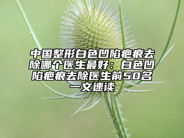 中國(guó)整形白色凹陷疤痕去除哪個(gè)醫(yī)生最好：白色凹陷疤痕去除醫(yī)生前50名一文速讀