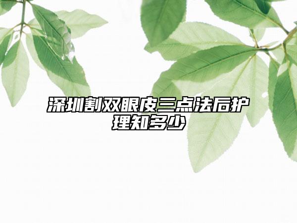 深圳割雙眼皮三點法后護理知多少