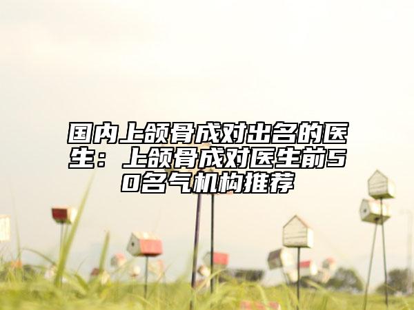 國內(nèi)上頜骨成對出名的醫(yī)生：上頜骨成對醫(yī)生前50名氣機(jī)構(gòu)推薦
