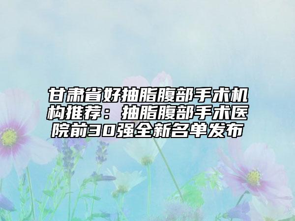 甘肅省好抽脂腹部手術(shù)機(jī)構(gòu)推薦:抽脂腹部手術(shù)醫(yī)院前30強(qiáng)全新名單發(fā)布