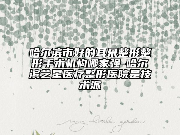 哈爾濱市好的耳朵整形整形手術(shù)機(jī)構(gòu)哪家強(qiáng)-哈爾濱藝星醫(yī)療整形醫(yī)院是技術(shù)派