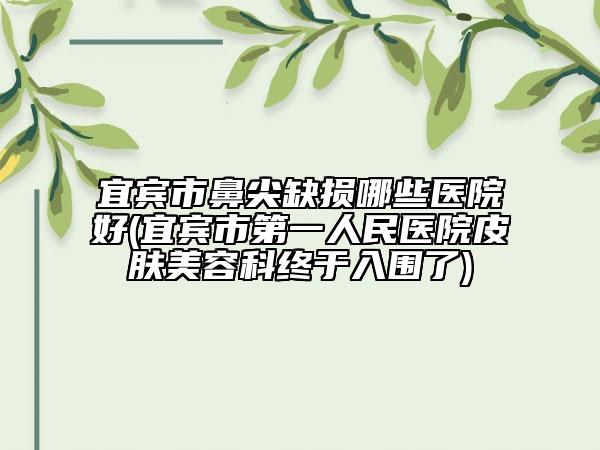宜賓市鼻尖缺損哪些醫(yī)院好(宜賓市第一人民醫(yī)院皮膚美容科終于入圍了)