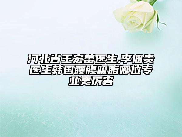 河北省王宏蕾醫(yī)生,李佃貴醫(yī)生韓國腰腹吸脂哪位專業(yè)更厲害
