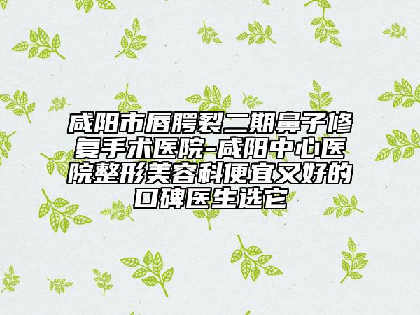 咸陽市唇腭裂二期鼻子修復(fù)手術(shù)醫(yī)院-咸陽中心醫(yī)院整形美容科便宜又好的口碑醫(yī)生選它