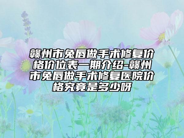 贛州市兔唇做手術修復價格價位表一期介紹-贛州市兔唇做手術修復醫(yī)院價格究竟是多少呀