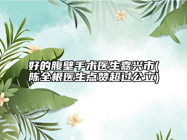 好的腹壁手術(shù)醫(yī)生嘉興市(陳全根醫(yī)生點贊超過公立)