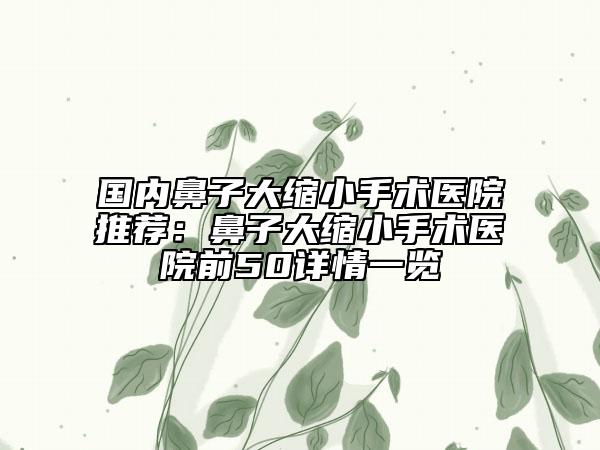 國(guó)內(nèi)鼻子大縮小手術(shù)醫(yī)院推薦:鼻子大縮小手術(shù)醫(yī)院前50詳情一覽