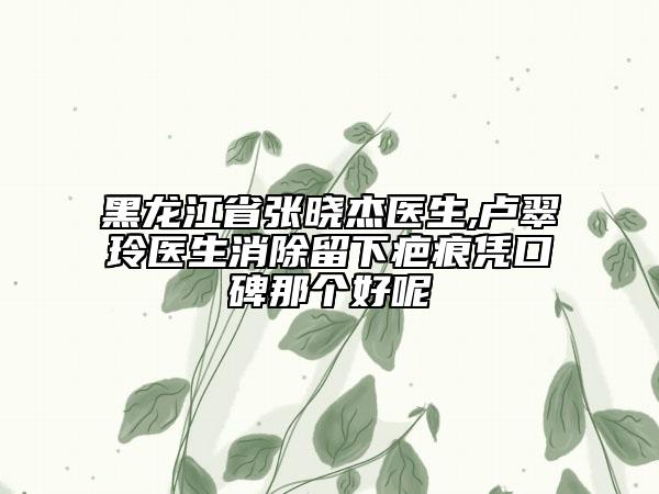 黑龍江省張曉杰醫(yī)生,盧翠玲醫(yī)生消除留下疤痕憑口碑那個(gè)好呢