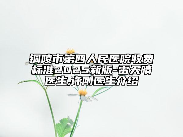 銅陵市第四人民醫(yī)院收費標(biāo)準(zhǔn)2025新版-雷天晴醫(yī)生,許剛醫(yī)生介紹
