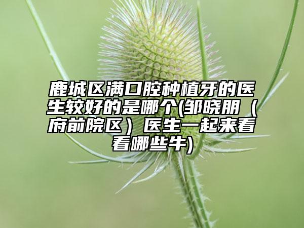 鹿城區(qū)滿口腔種植牙的醫(yī)生較好的是哪個(鄒曉朋（府前院區(qū)）醫(yī)生一起來看看哪些牛)