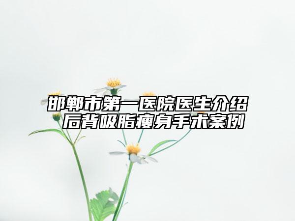 邯鄲市第一醫(yī)院醫(yī)生介紹 后背吸脂瘦身手術(shù)案例