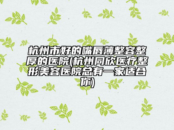 杭州市好的嘴唇薄整容整厚的醫(yī)院(杭州同欣醫(yī)療整形美容醫(yī)院總有一家適合你)