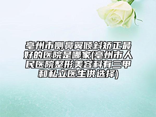 亳州市側(cè)鼻翼傾斜矯正最好的醫(yī)院是哪家(亳州市人民醫(yī)院整形美容科有三甲和私立醫(yī)生供選擇)