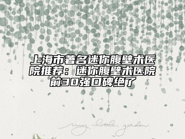 上海市著名迷你腹壁術(shù)醫(yī)院推薦:迷你腹壁術(shù)醫(yī)院前30強(qiáng)口碑絕了