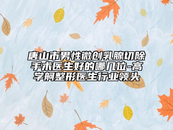 唐山市男性微創(chuàng)乳腺切除手術(shù)醫(yī)生好的哪幾位-高學(xué)舸整形醫(yī)生行業(yè)領(lǐng)頭