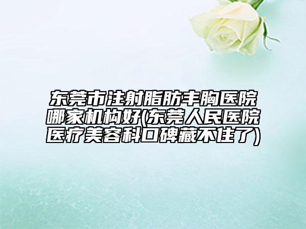 東莞市注射脂肪豐胸醫(yī)院哪家機構(gòu)好(東莞人民醫(yī)院醫(yī)療美容科口碑藏不住了)
