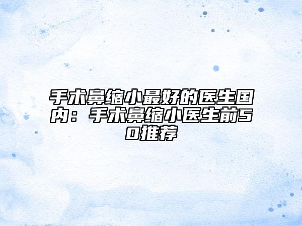 手術(shù)鼻縮小最好的醫(yī)生國(guó)內(nèi)：手術(shù)鼻縮小醫(yī)生前50推薦