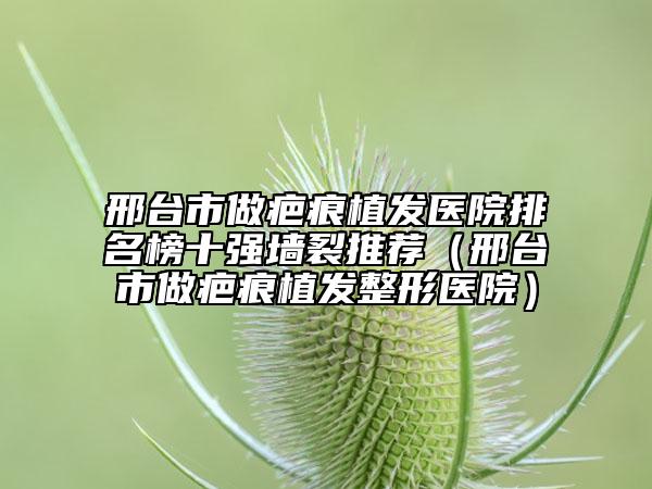 邢臺市做疤痕植發(fā)醫(yī)院排名榜十強(qiáng)墻裂推薦（邢臺市做疤痕植發(fā)整形醫(yī)院）
