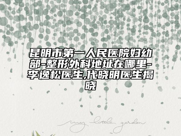 昆明市第一人民醫(yī)院婦幼部-整形外科地址在哪里-李逸松醫(yī)生,代曉明醫(yī)生揭曉