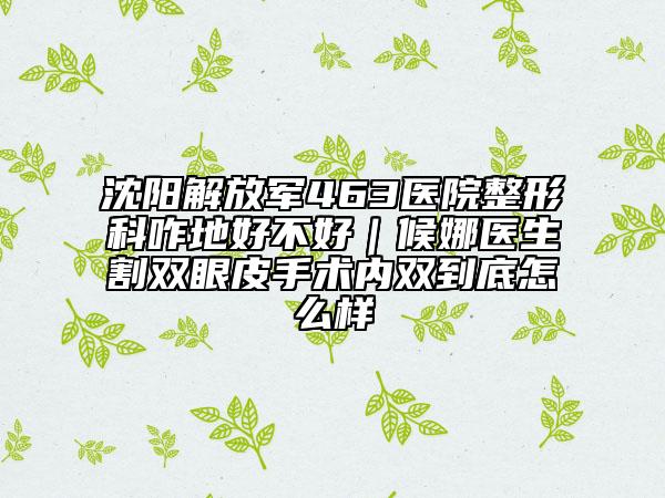 沈陽解放軍463醫(yī)院整形科咋地好不好｜候娜醫(yī)生割雙眼皮手術(shù)內(nèi)雙到底怎么樣