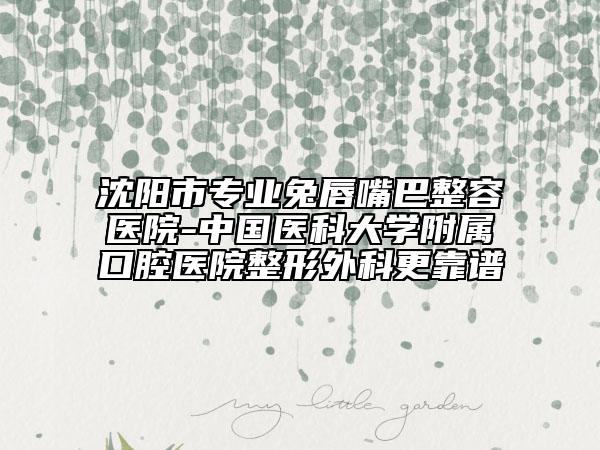 沈陽市專業(yè)兔唇嘴巴整容醫(yī)院-中國醫(yī)科大學附屬口腔醫(yī)院整形外科更靠譜