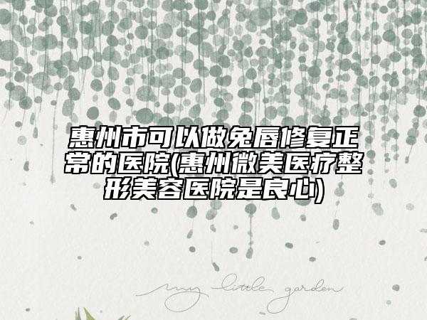 惠州市可以做兔唇修復(fù)正常的醫(yī)院(惠州微美醫(yī)療整形美容醫(yī)院是良心)