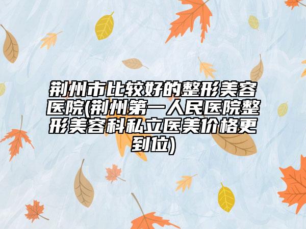 荊州市比較好的整形美容醫(yī)院(荊州第一人民醫(yī)院整形美容科私立醫(yī)美價(jià)格更到位)