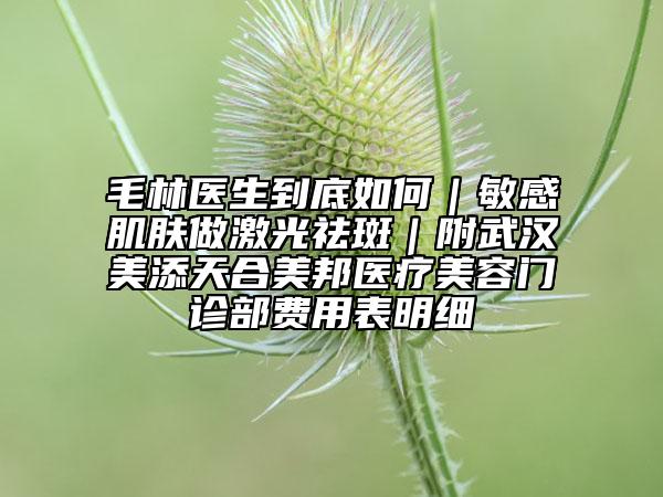 毛林醫(yī)生到底如何｜敏感肌膚做激光祛斑｜附武漢美添天合美邦醫(yī)療美容門診部費用表明細