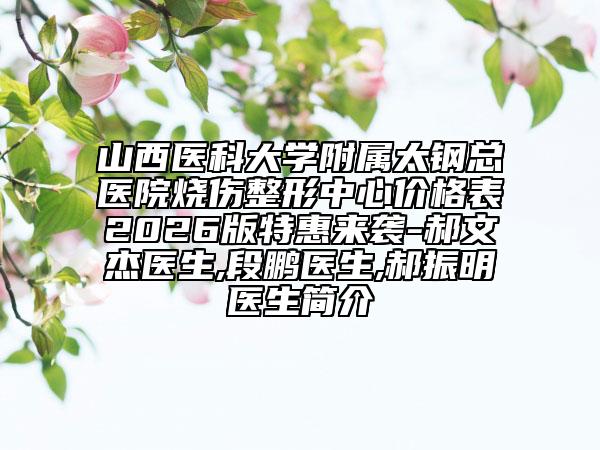 山西醫(yī)科大學附屬太鋼總醫(yī)院燒傷整形中心價格表2026版特惠來襲-郝文杰醫(yī)生,段鵬醫(yī)生,郝振明醫(yī)生簡介