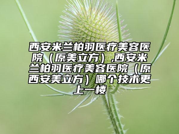 西安米蘭柏羽醫(yī)療美容醫(yī)院（原美立方）,西安米蘭柏羽醫(yī)療美容醫(yī)院（原西安美立方）哪個技術(shù)更上一樓