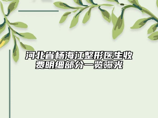 河北省楊海江整形醫(yī)生收費明細部分一覽曝光