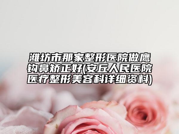 濰坊市那家整形醫(yī)院做鷹鉤鼻矯正好(安丘人民醫(yī)院醫(yī)療整形美容科詳細資料)