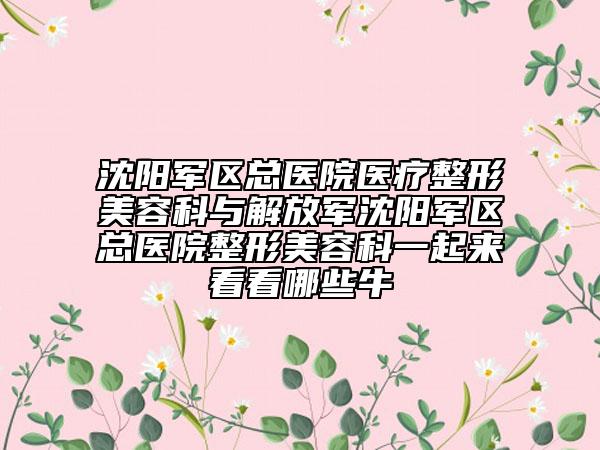 沈陽(yáng)軍區(qū)總醫(yī)院醫(yī)療整形美容科與解放軍沈陽(yáng)軍區(qū)總醫(yī)院整形美容科一起來(lái)看看哪些牛