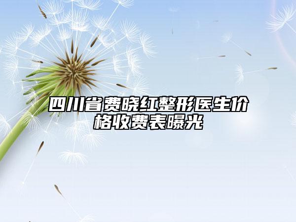 四川省費(fèi)曉紅整形醫(yī)生價(jià)格收費(fèi)表曝光