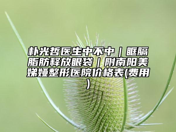 樸光哲醫(yī)生中不中｜眶膈脂肪釋放眼袋｜附南陽(yáng)美娣婭整形醫(yī)院價(jià)格表(費(fèi)用)