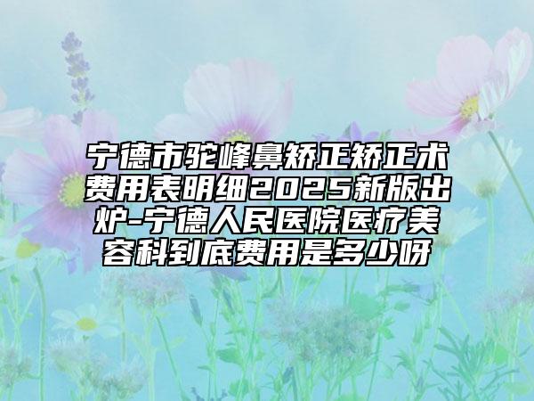 寧德市駝峰鼻矯正矯正術(shù)費用表明細2025新版出爐-寧德人民醫(yī)院醫(yī)療美容科到底費用是多少呀